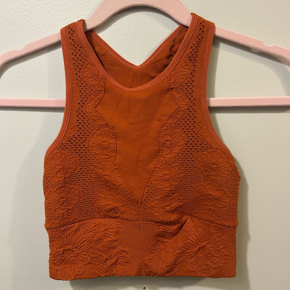 Free People Movement textured Orange sports Bra size XS/S